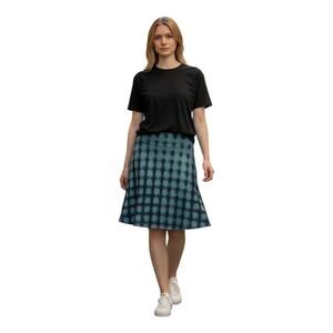 ☀️Nally & Millie Reversible Plaid Skirt Large Green Black A-Line USA NWT